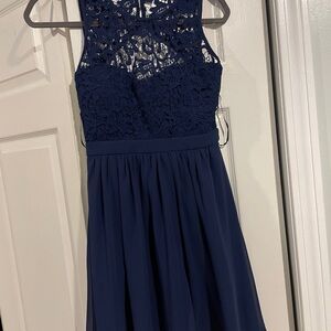 Lulu’s Elegant Navy Lace Dress